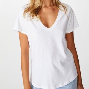 Cotton on White and Black V-neck short sleeve shirt